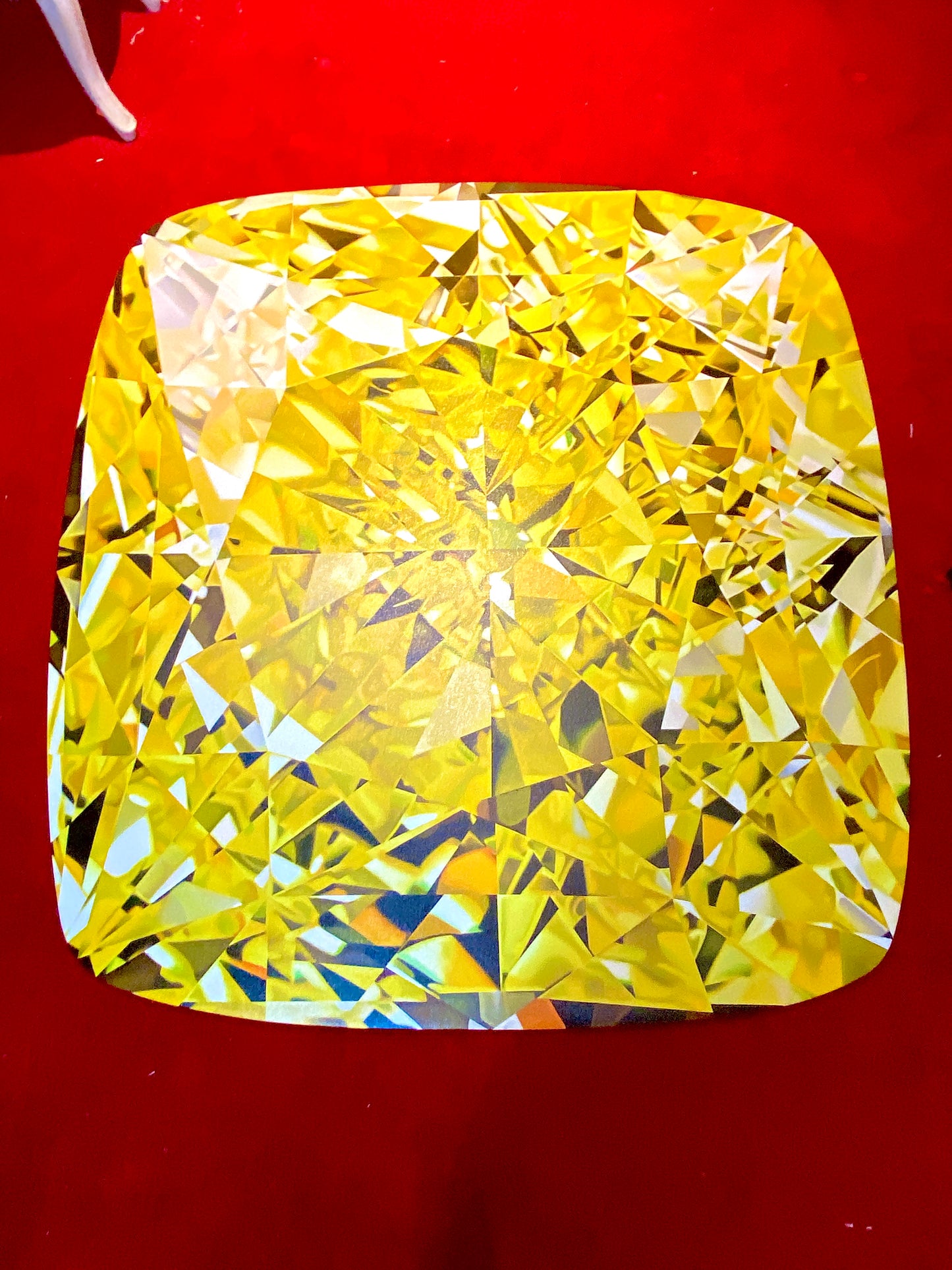 140cm x 145cm Cusion Canary Yellow Diamond Oil Painting on Canvas "Super Star"